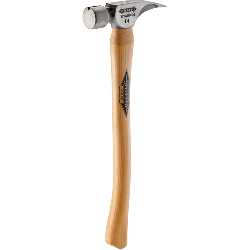 Titanium Smooth Face Hammer with Curved Hickory Handle, 14 oz., Wood Handle, 18" L Rock Safety Industrial Ltd
