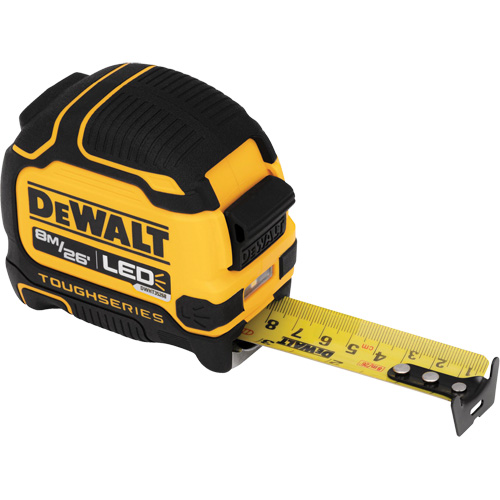 TOUGHSERIES Lighted Tape Measure, 26'/8 m, Imperial & Metric Graduations Rock Safety Industrial Ltd