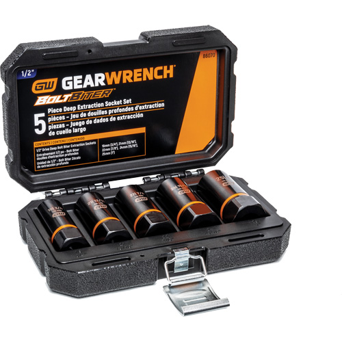 Bolt Biter Extraction Socket Set, 5 Pcs, Impact, 1/2" Drive Size, Deep Rock Safety Industrial Ltd