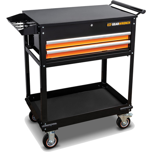 Utility Cart, 2 Drawers, 32-1/2" W x 42" H, Black/Orange Rock Safety Industrial Ltd