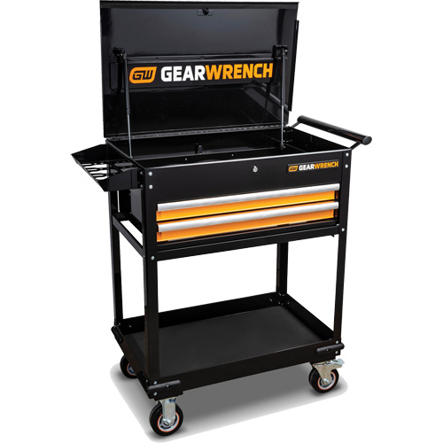 Utility Cart, 2 Drawers, 32-1/2" W x 42" H, Black/Orange Rock Safety Industrial Ltd
