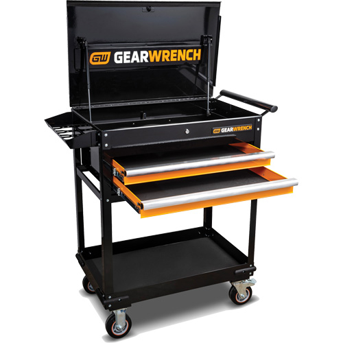 Utility Cart, 2 Drawers, 32-1/2" W x 42" H, Black/Orange Rock Safety Industrial Ltd