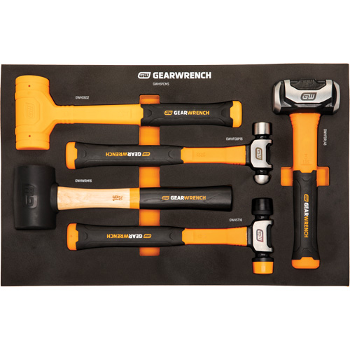 Mixed Hammer Set in Foam Storage Tray, 5 Pieces Rock Safety Industrial Ltd