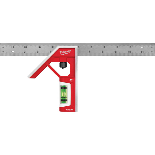 Magnetic Combination Square, 12" L, Stainless Steel, Plain Rock Safety Industrial Ltd