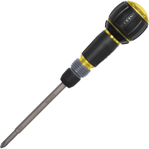 Ratcheting Fastbit Tru-Grip Screwdriver, Phillips & Slotted Bits, 8-1/2" L, Plastic/Cushion Grip Handle Rock Safety Industrial Ltd