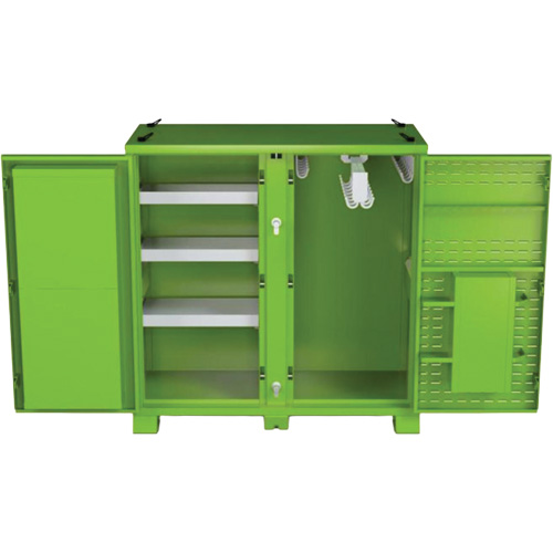 Armoire ventil&eacute;e pour le rangement d'&eacute;PI sur place, Acier, Vert lime haute visibilit&eacute; Rock Safety Industrial Ltd