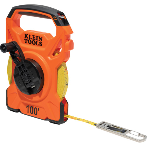 Open Reel Tape Measure with Single Hook & Carabiner, 1/2" x 100', 1/10" Graduations Rock Safety Industrial Ltd