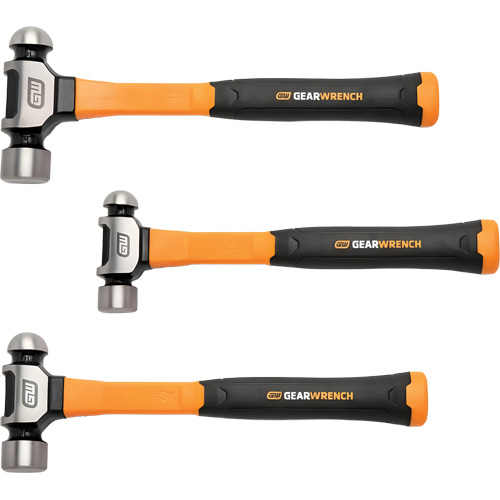 Ball Pein Hammers with Fiberglass Handles Set, 3 Pieces Rock Safety Industrial Ltd