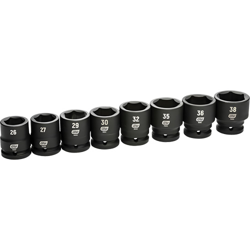 6-Point Metric Socket Set, 8 Pcs, Impact, 3/4" Drive Size Rock Safety Industrial Ltd