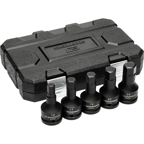 Metric Impact Bit Socket Set with Blow Mold Case, Hex, 3/4" Drive, 5 Pcs Rock Safety Industrial Ltd
