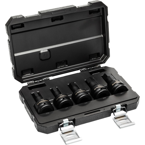Metric Impact Bit Socket Set with Blow Mold Case, Hex, 3/4" Drive, 5 Pcs Rock Safety Industrial Ltd
