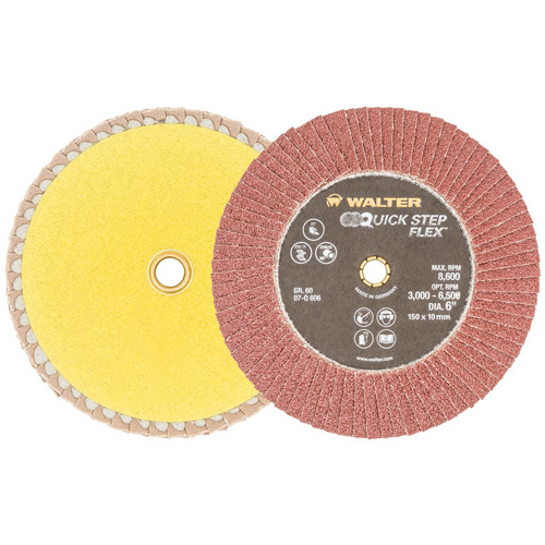 Disque &agrave; lamelles QUICK-STEP FLEX, 6" x Type 29, Grain 60, Oxyde d'aluminium Rock Safety Industrial Ltd