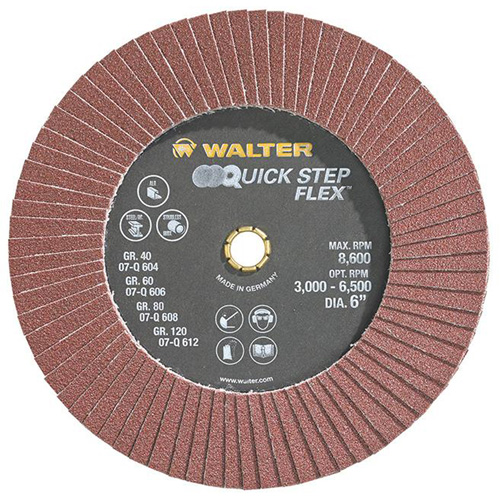 Disque &agrave; lamelles QUICK-STEP FLEX, 6" x Type 29, Grain 80, Oxyde d'aluminium Rock Safety Industrial Ltd