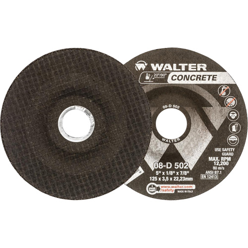 Depressed Centre Grinding Wheels - Concrete Type 27, 5" x 1/8", 7/8" Arbor, Type 27 Rock Safety Industrial Ltd