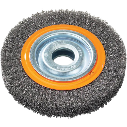 Wire Wheel Brush, 7" Dia., 0.118" Fill, 1-1/4" Arbor Rock Safety Industrial Ltd