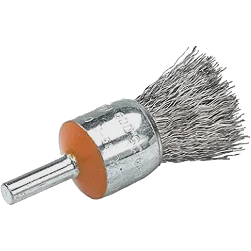 Mounted End Brush with Crimped Wires, 1/2", 0.02" Fill, 1/4" Shank Rock Safety Industrial Ltd