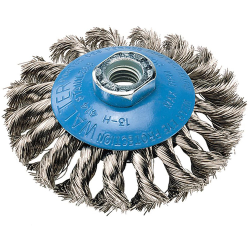 Knot-Twisted Wire Saucer Cup Brush, 6" Dia. x 5/8"-11 Arbor Rock Safety Industrial Ltd
