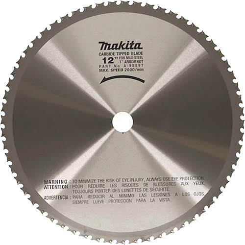 Cut Off Saw Blade for Portable Cut Off Saws, 12", 60 Teeth, Metal Use Rock Safety Industrial Ltd
