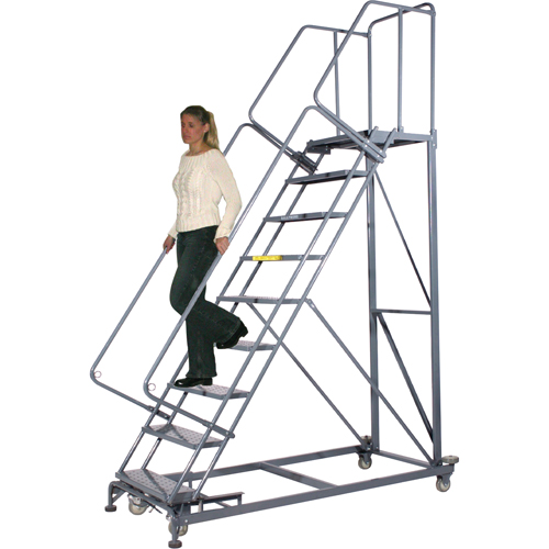 Heavy-Duty Stairway Slope Ladders, 8 Steps, Perforated, 50° Incline, 80" High Rock Safety Industrial Ltd