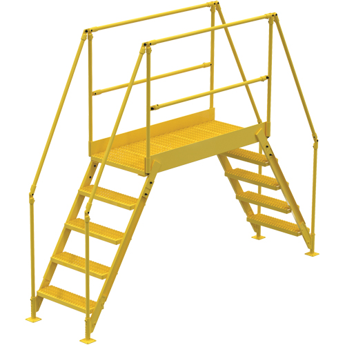 Crossover Ladder, 115-1/2" Overall Span, 50" H x 60" D, 24" Step Width Rock Safety Industrial Ltd
