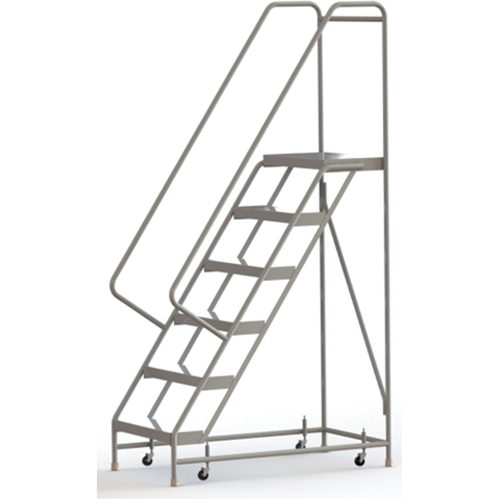 &eacute;chelles roulantes, 6 marches, Largeur de la marche 24", Hauteur de la plateforme 60", Aluminium Rock Safety Industrial Ltd