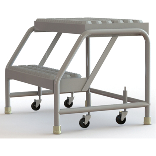 Rolling Ladder, 2 Steps, 24" Step Width, 20" Platform Height, Aluminum Rock Safety Industrial Ltd
