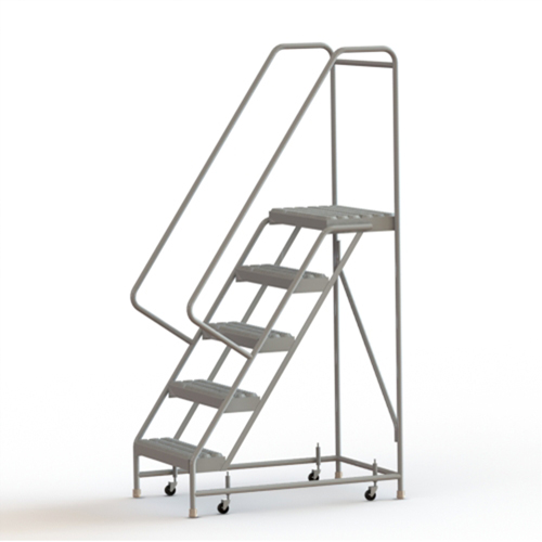 &eacute;chelles roulantes, 5 marches, Largeur de la marche 24", Hauteur de la plateforme 50", Aluminium Rock Safety Industrial Ltd