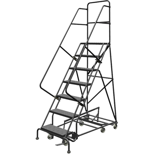 All Directional Rolling Ladder, 7 Steps, 24" Step Width, 70" Platform Height, Steel Rock Safety Industrial Ltd