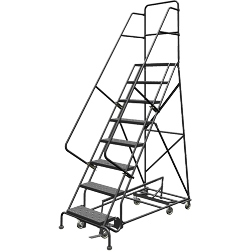 All Directional Rolling Ladder, 8 Steps, 24" Step Width, 80" Platform Height, Steel Rock Safety Industrial Ltd