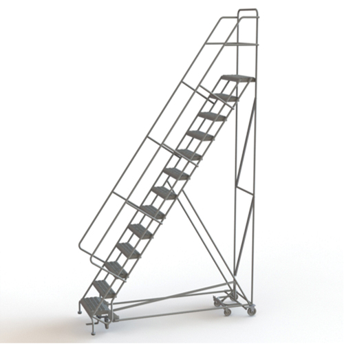 All Directional Rolling Ladder, 13 Steps, 24" Step Width, 130" Platform Height, Steel Rock Safety Industrial Ltd