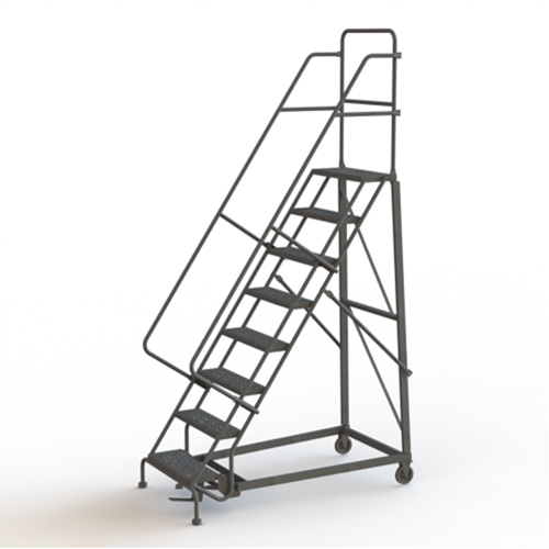 &eacute;chelles roulantes robustes, 8 marches, Largeur de la marche 24", Hauteur de la plateforme 80", Acier Rock Safety Industrial Ltd