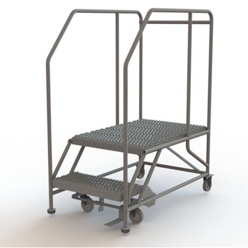 Plateforme de travail mobile, Acier, 2 Marches, 20" ha, 35" p, 24" Marche, Stri&eacute; Rock Safety Industrial Ltd