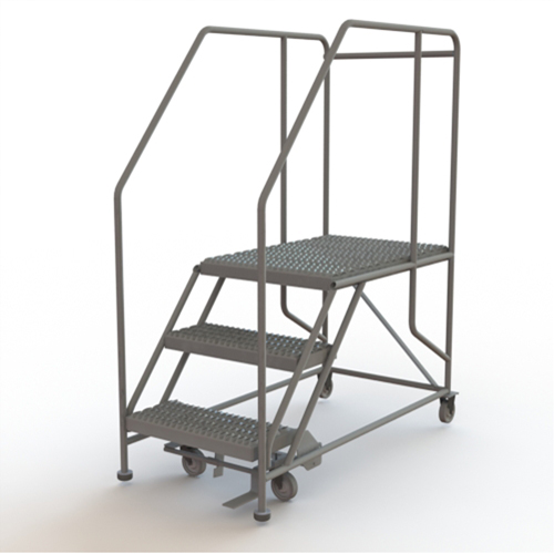Plateforme de travail mobile, Acier, 3 Marches, 30" ha, 35" p, 24" Marche, Stri&eacute; Rock Safety Industrial Ltd