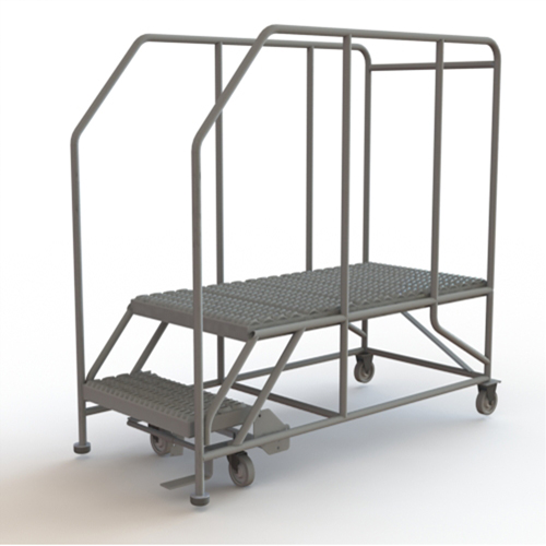 Plateforme de travail mobile, Acier, 2 Marches, 20" ha, 47" p, 24" Marche, Stri&eacute; Rock Safety Industrial Ltd
