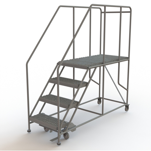 Plateforme de travail mobile, Acier, 4 Marches, 40" ha, 47" p, 24" Marche, Stri&eacute; Rock Safety Industrial Ltd