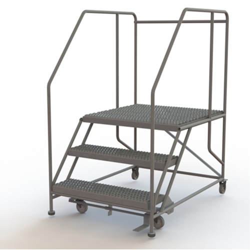 Plateforme de travail mobile, Acier, 3 Marches, 30" ha, 36" p, 36" Marche, Stri&eacute; Rock Safety Industrial Ltd
