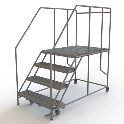 Mobile Work Platform, Steel, 4 Steps, 40" H, 48" D, 36" Step, Serrated Rock Safety Industrial Ltd