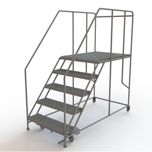 Plateforme de travail mobile, Acier, 5 Marches, 50" ha, 48" p, 36" Marche, Stri&eacute; Rock Safety Industrial Ltd