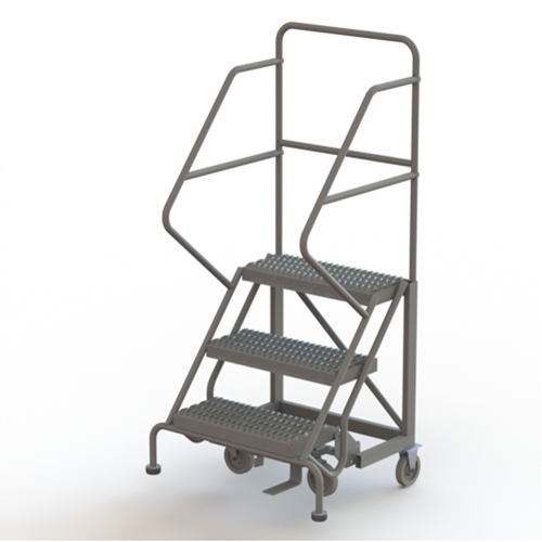Safety Slope Rolling Ladder, 3 Steps, Serrated, 50° Incline, 30" High Rock Safety Industrial Ltd