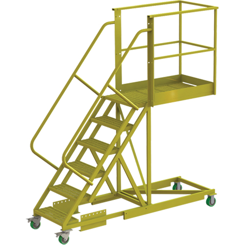 Cantilever Rolling Ladder, Supported, 6 Steps, 40" Platform Depth, 60" Platform Height Rock Safety Industrial Ltd