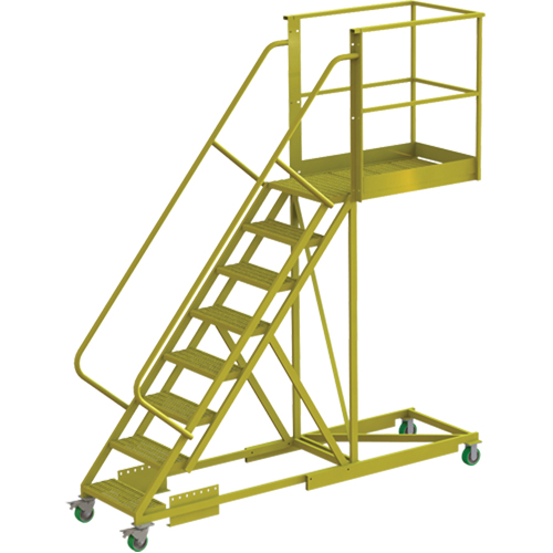 Cantilever Rolling Ladder, Supported, 8 Steps, 40" Platform Depth, 80" Platform Height Rock Safety Industrial Ltd