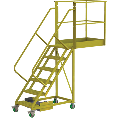Cantilever Rolling Ladder, Unsupported, 6 Steps, 40" Platform Depth, 60" Platform Height Rock Safety Industrial Ltd