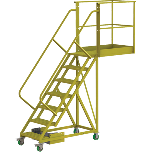 Cantilever Rolling Ladder, Unsupported, 7 Steps, 40" Platform Depth, 70" Platform Height Rock Safety Industrial Ltd