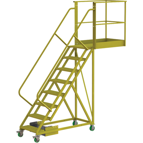 Cantilever Rolling Ladder, Unsupported, 8 Steps, 40" Platform Depth, 80" Platform Height Rock Safety Industrial Ltd