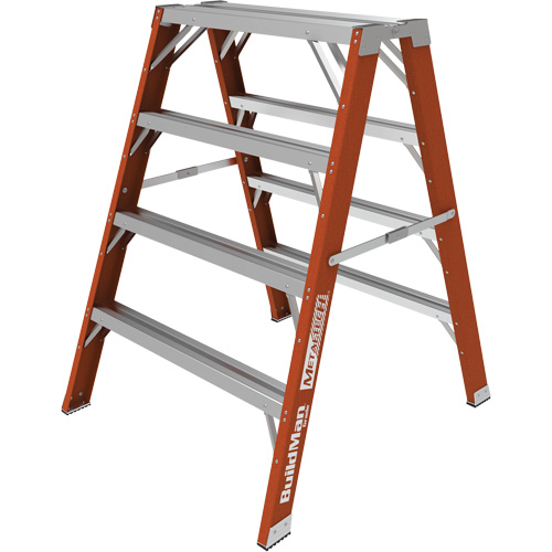 Escabeau chevalet &eacute;tabli Buildman, 4' ha x 36,25" la x 40,5" pr, Capacit&eacute; de 300 lb, Fibre de verre Rock Safety Industrial Ltd