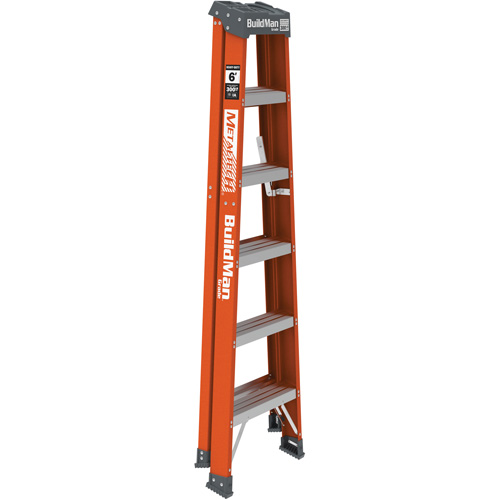 Escabeau BuildMan, 6', Fibre de verre, Capacit&eacute; 300 lb, Type 1A Rock Safety Industrial Ltd