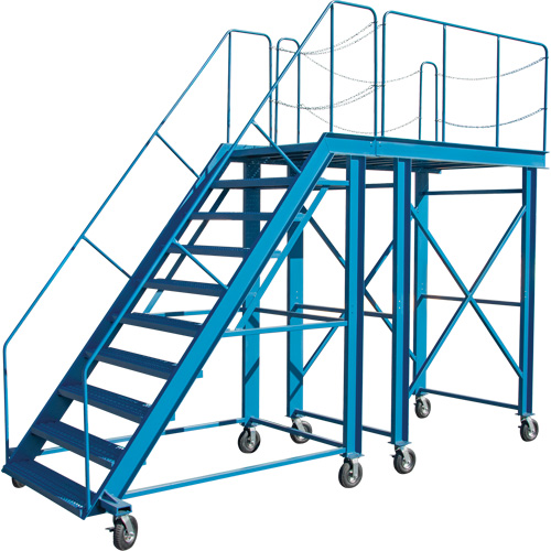 Snow Ladder, Steel, 10 Steps, 99" H, 85-1/2" D, 48" Step, Serrated Rock Safety Industrial Ltd