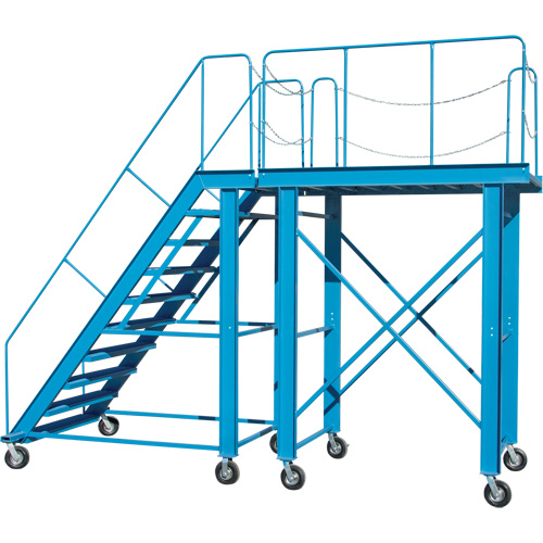 Snow Ladder, Steel, 10 Steps, 99" H, 85-1/2" D, 48" Step, Serrated Rock Safety Industrial Ltd