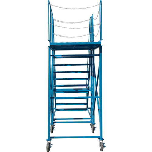 Snow Ladder, Steel, 10 Steps, 99" H, 85-1/2" D, 48" Step, Serrated Rock Safety Industrial Ltd