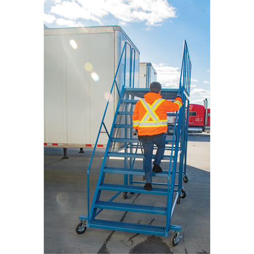 Snow Ladder, Steel, 10 Steps, 99" H, 85-1/2" D, 48" Step, Serrated Rock Safety Industrial Ltd
